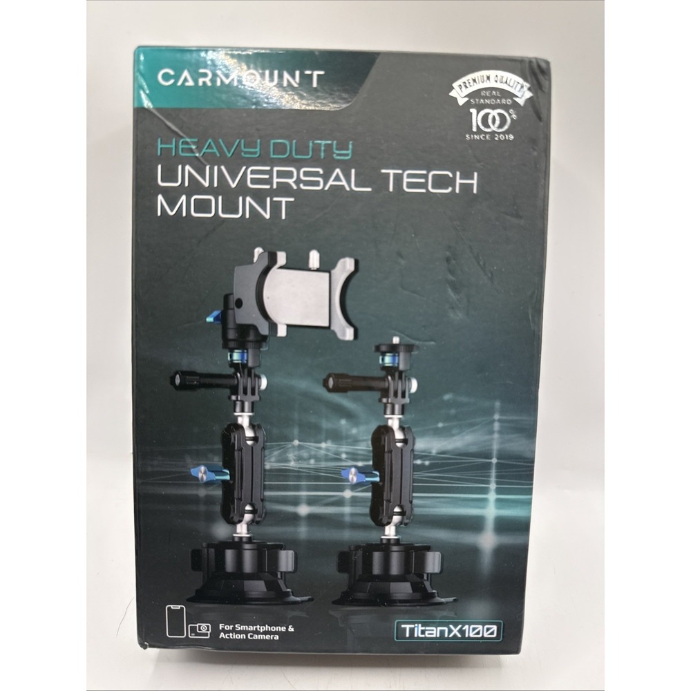 CarMount Universal Tech Mount Heavy Duty New For Smartphone & Action Cam Titan